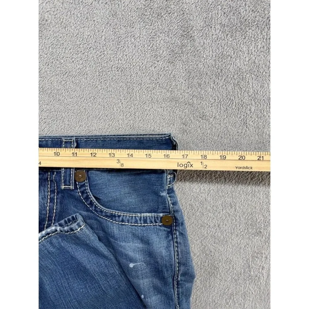 True Religion Rainbow Bobby Jeans Mens Blue Distressed Measured 33x28 Streetwear